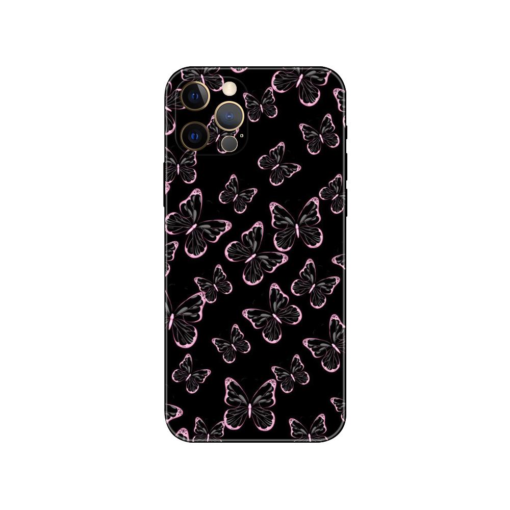 Чехол для телефона 'Цветок бабочки' для iphone 5 5s 2020se 6 6s 7 8 plus x 10 XR XS 11 12 13 mini pro MAX черный ТПУ задняя крышка