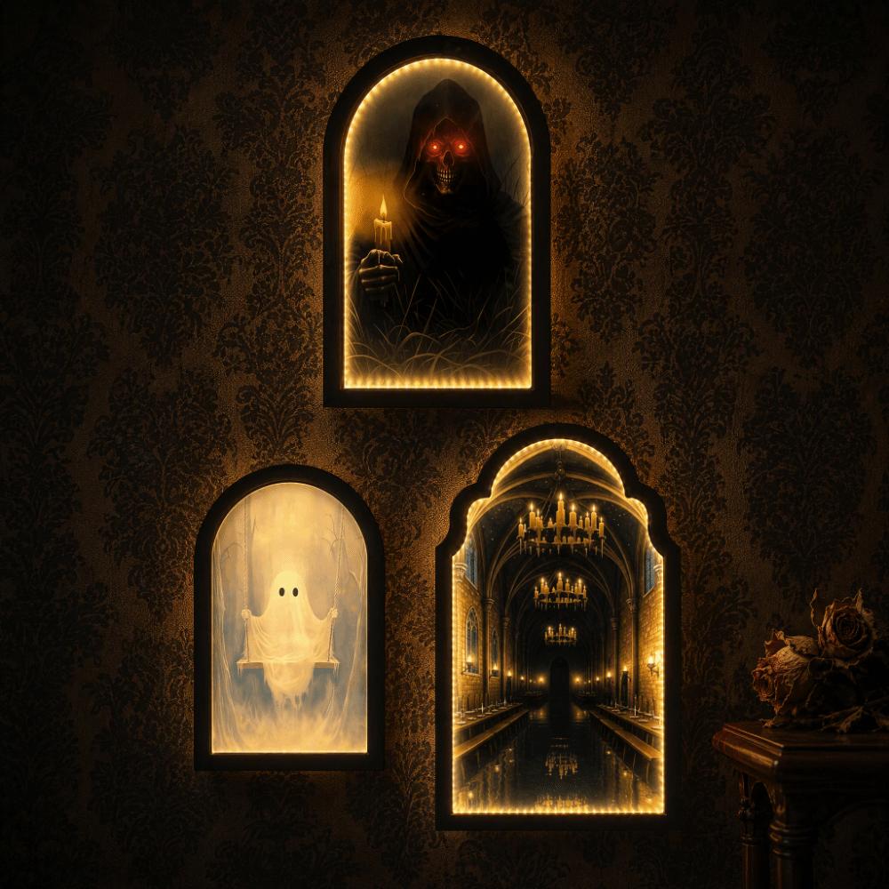 LED Glowing Light Up Ghost Mirror Ghost Shaped Ghost Shaped Wall Mirror Halloween Party