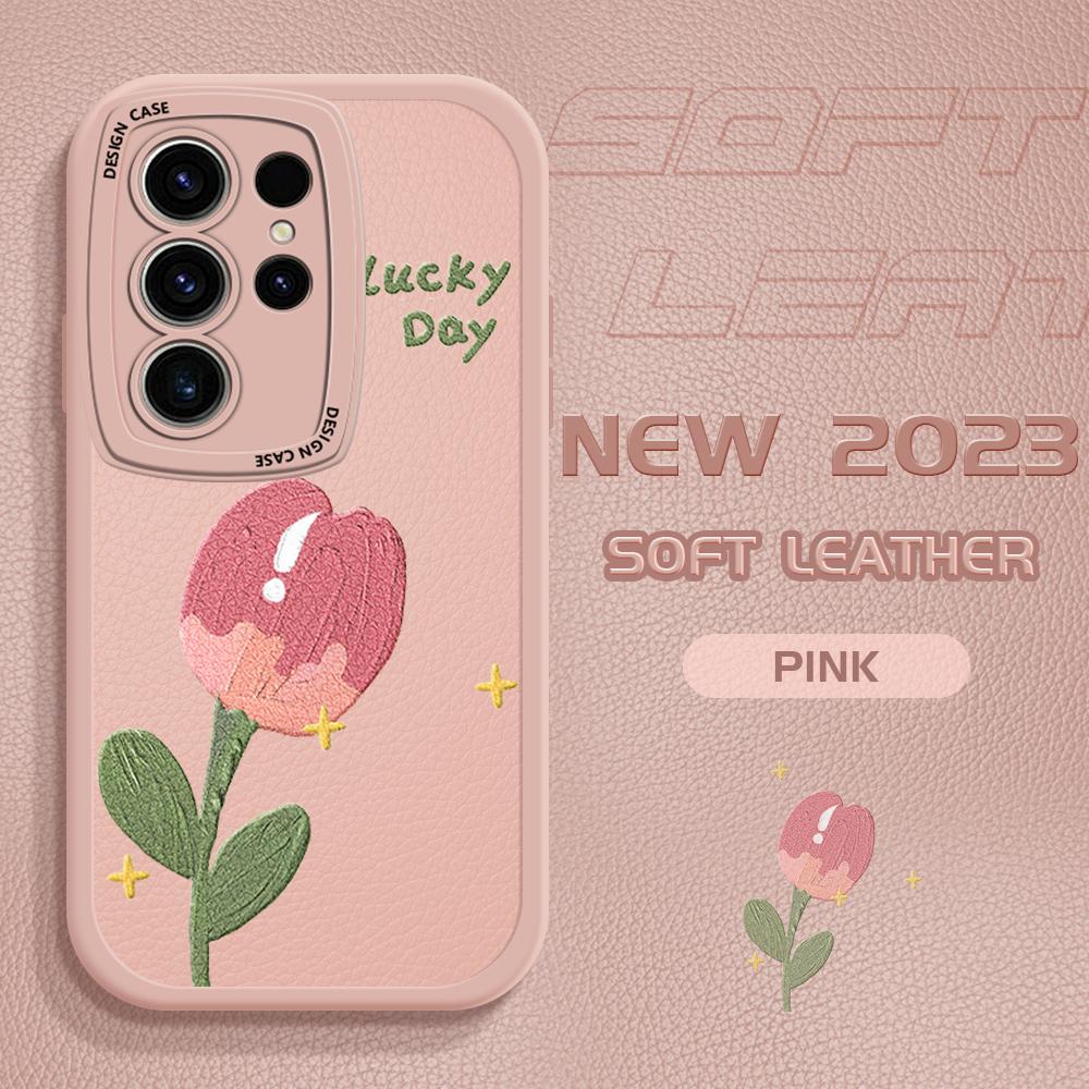 Чехол из искусственной кожи с цветком для Vivo V23E Y15 Y91 Y51 OPPO A9 Reno8 6 Realme 10 Pro C21 C12 C15 C35 Huawei Nova 7i P30 Lite Infinix Hot 10S, чехол для телефона
