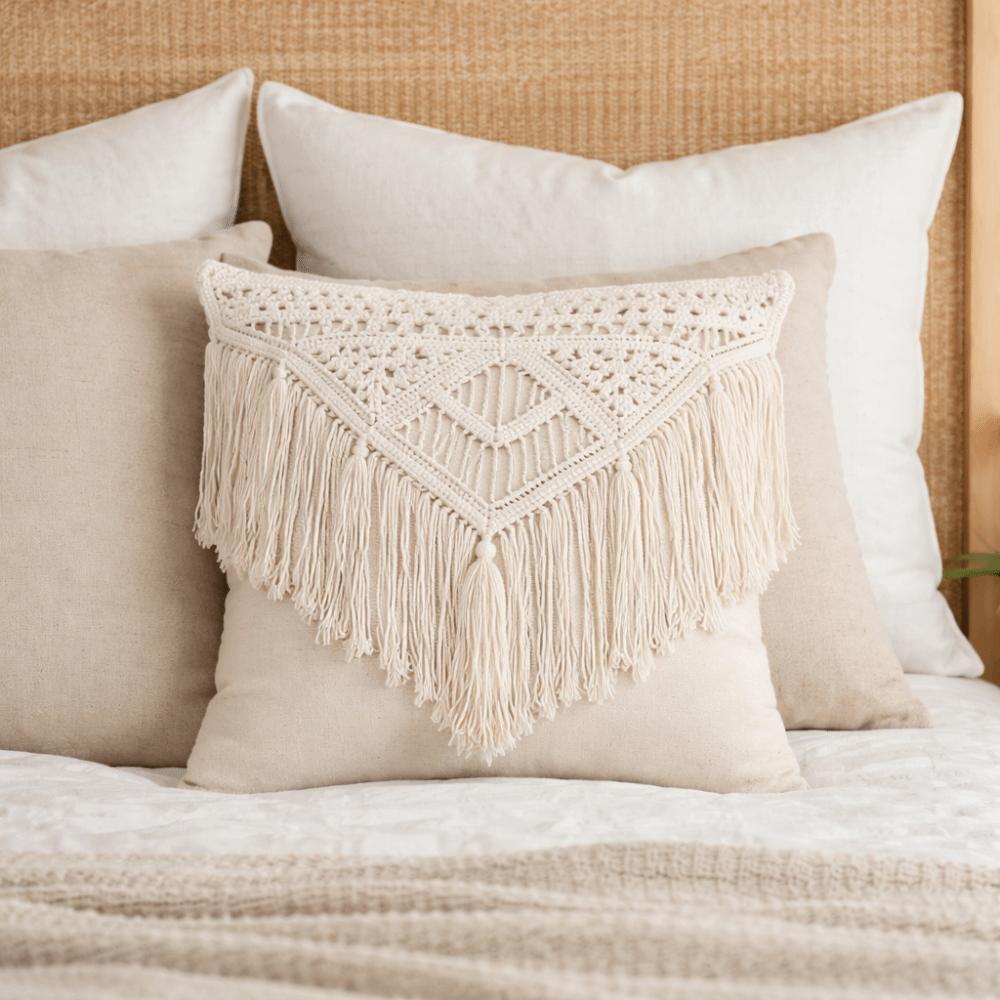 with Tassel Knitted Pillow Case Pastoral Pillowslip Bohemian Macrame Pillow Cover Bedroom