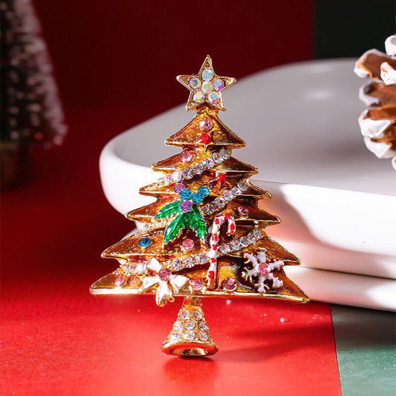 1PC Christmas Brooch, Christmas Tree Drip Oil Brooch Autumn and Winter Sweater Accessories Christmas Clothing Accessories