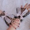 Silver Glitter Bow Embellished Arm Sleeve For Nail Photography Elegant Chiffon Accessory With Elastic Fit