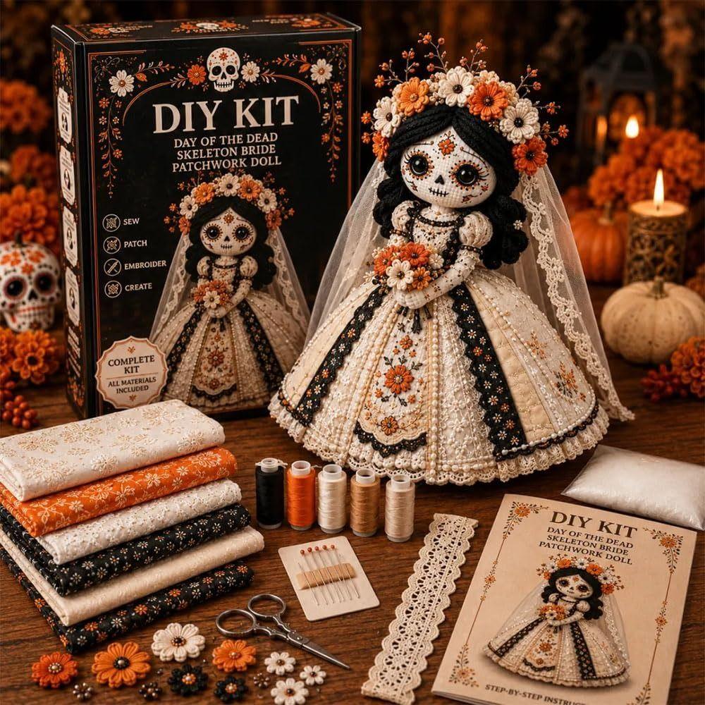 Halloween Theme Fabric Doll Craft Kit Pre Cut Fabric Handmade Doll Kit Gift Making