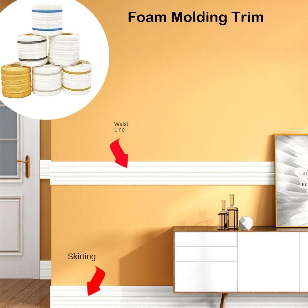 XPE Foam Wall Edge Strip Stickers Self-adhesive 3D Skirting Line Portable Wall Stickers  Home Decor