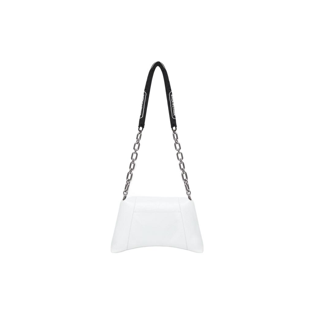 Balenciaga Downtown Distressed Silver Hardware Paper Feel Leather Shoulder Bag Small Women shoulder bag White 6890581I7BY9060