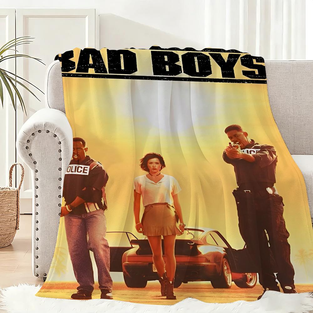 bad boys Movie Throw Lightweight 240g Flannel Blanket Soft Skin-friendly for Summer Cooling