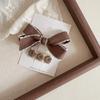 Autumn Winter Cute Kids Girl Hair Clip Retro Princess Beige Coffee Color Bow Floral Hair Pin Little Girl Hair Styling Headwear