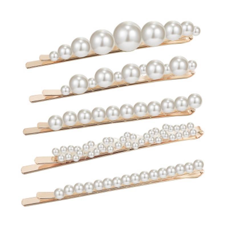 5 Pieces Pearl Hairpin Women's Fashion Soft Pearl Hairpin Hair Stick Girl Hair Clip Hair Clip Set Hair Accessories Jewellery