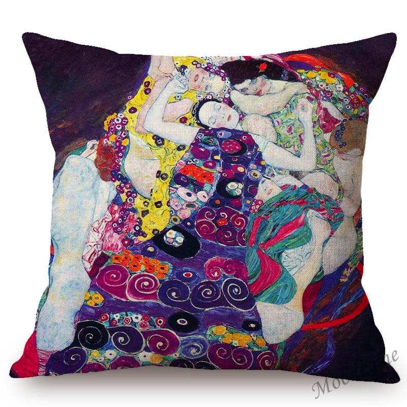 Gold Luxury Decorative Oil Painting Home Decorative Pillow Case Cover Gustav Klimt Gallery Collection Sofa Chair Cushion Cover