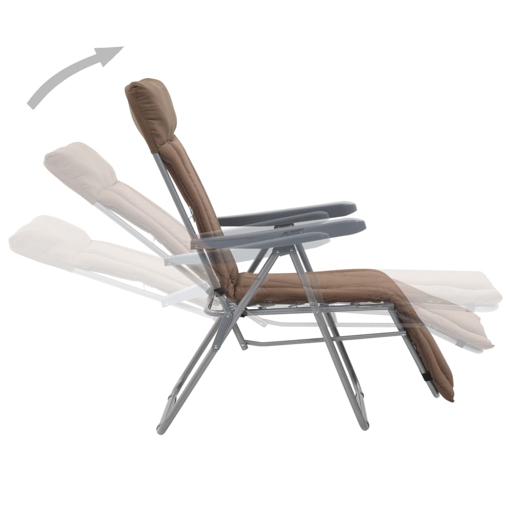 vidaXL Klappstühle mit Kissen, 2 Stück, braun