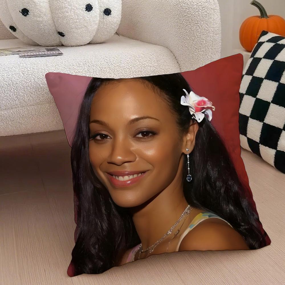 Fashion Elegant Charming ZZoe Saldana Cushion Cover Linen Pillow Case Soft Breathable Protective Couch Room Decoration