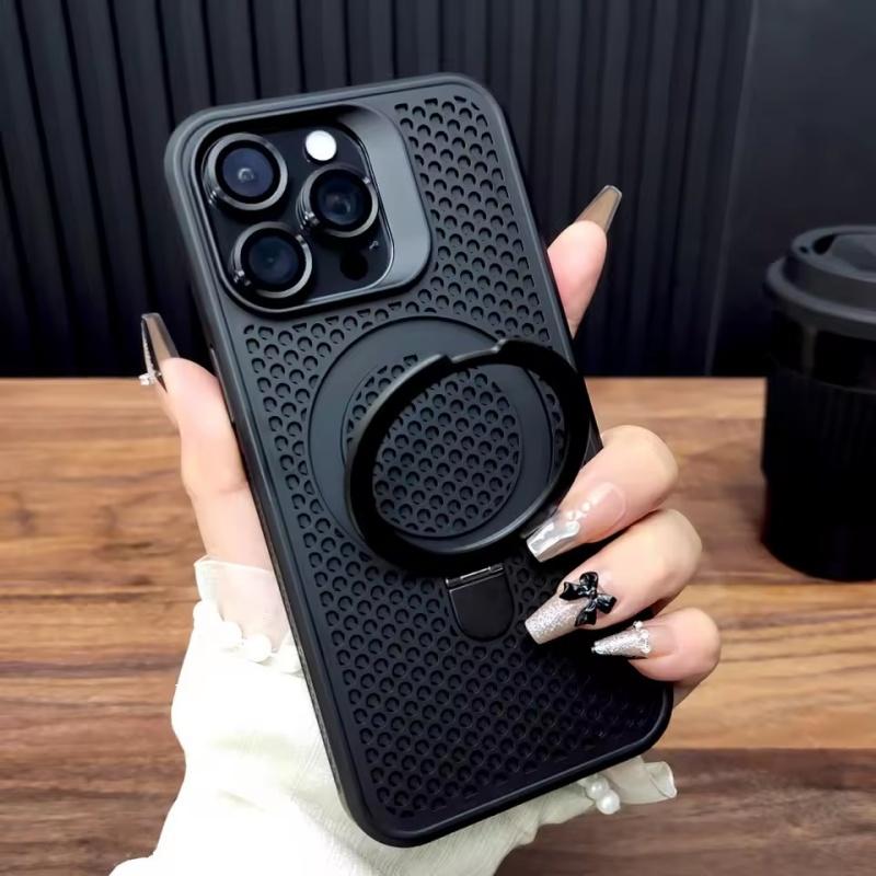 Luxury Heat Release Case For iPhone 17 16 15 14 13 12 Pro Max Plus 16Pro iPhone16 For Magsafe Mag Safe Wireless Charge Stand Covers