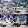 Christmas New Year Santa Claus Snow Scene Tapestry Wall Hanging Gift Elk Boho Style Bed Curtain Dorm Home Decor Tapestry