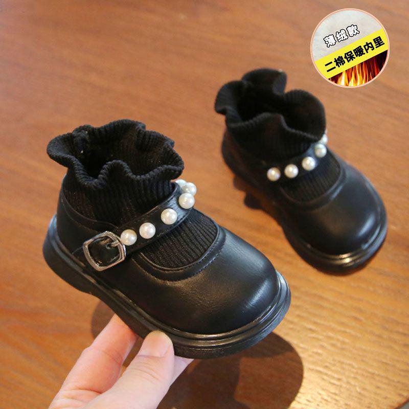 Girls' Soft-Soled Martin Boots, Leather Princess Shoes, Baby & Toddler Spring/Autumn Shoes, Ages 1-3.