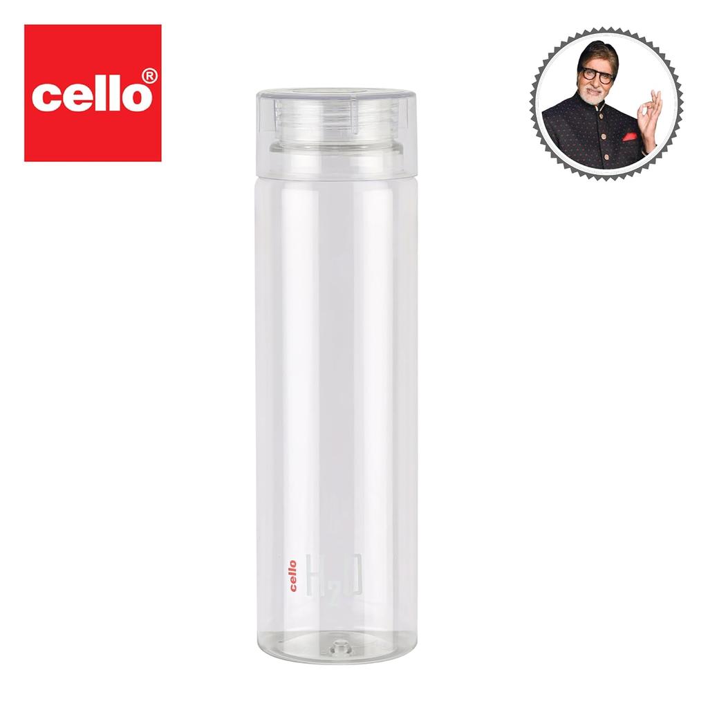 CELLO H2O Unbreakable 1L Water Bottle With Leak Proof Silicone Seal For Gym Travel And Daily Use In Crystal Clear Design