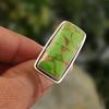 Green Copper Turquoise Gemstone Ring, Solid 925 Silver Ring, Handmade Jewelry, Bezel Ring, Unisex Gift, Birthday Gift