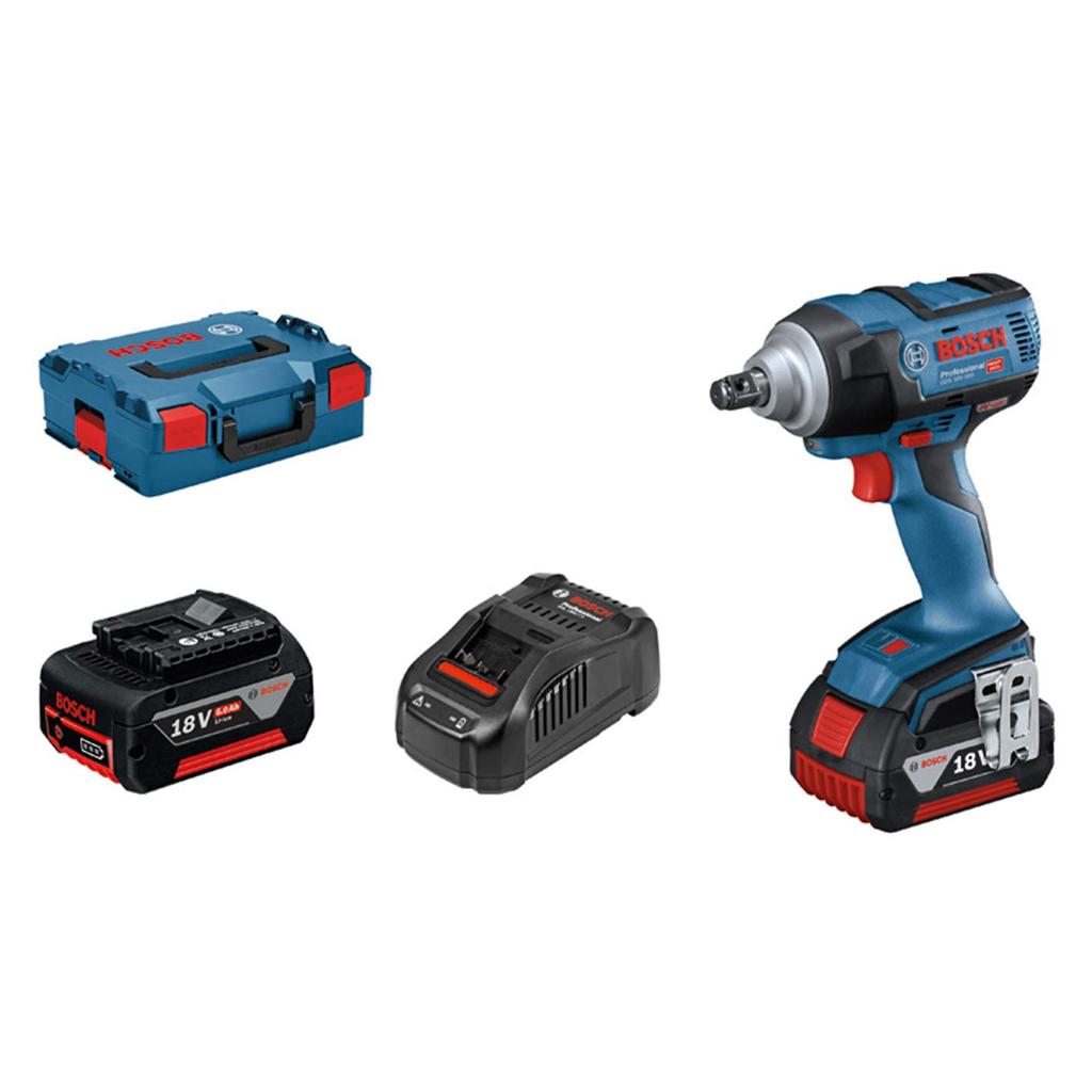 Беспроводной ударный гайковерт Bosch Professional 18 В x Кейс для переноски (6.0Ач 2, Зарядное устройство, В комплекте) GDS18V-300