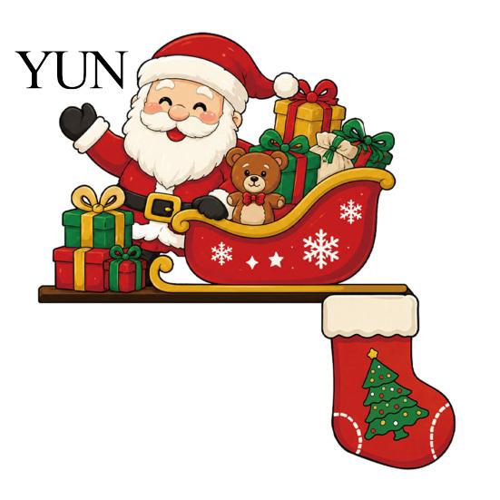 Wooden Holiday Door Frame Sign Christmas Topper Stickers, Seasonal Decoration, L-shaped Corner Tree Decor for Home Decor, Festive Wall Art Ornament