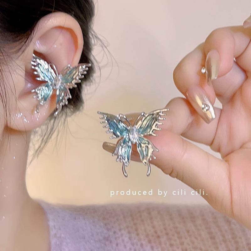 Корейские клипсы для непроколотых ушей – классный дизайн с кисточками и жемчужными бабочками для женщин