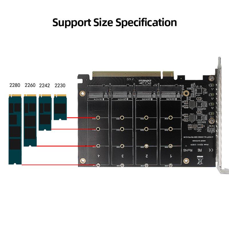 4 M.2 NVMe SSD PCIe X16 адаптерная карта с радиатором PCIe 4.0 X16 NVME M.2 MKEY SSD RAID расширение адаптерная карта M.2 4 X 32 Гбит/с