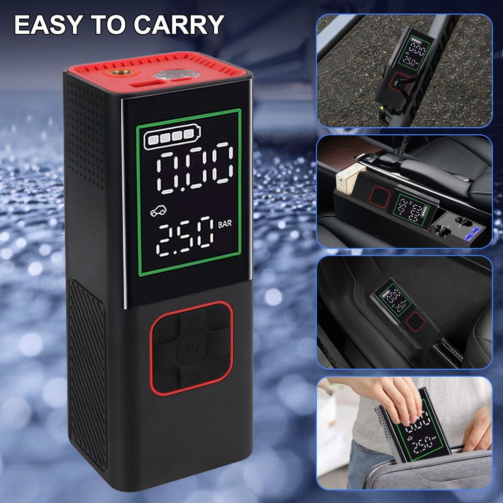 Автомобильный воздушный компрессор 6000 мАч 150 Вт со светодиодным фонариком, цифровой насос для шин мотоцикла, велосипеда, мяча, 160 фунтов на квадратный дюйм, портативный насос для проверки давления в шинах