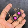 Mystic Pink Topaz Handmade Copper Wire Wrap Jewelry Earring 3.78" E5a23