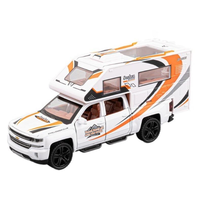 1/32 Модель внедорожного кемпера Chevrolet Металлическая литая Детская игрушечная машинка Симуляция Звук и свет Инерционная Мальчику Праздничный подарок