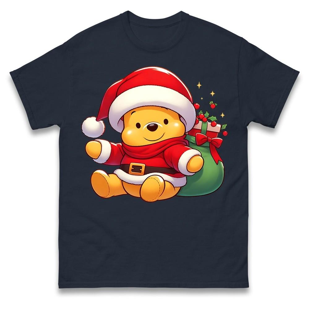 Winnie The Pooh Santa Christmas Tshirt Adorable Festive Family Gift Tee Top