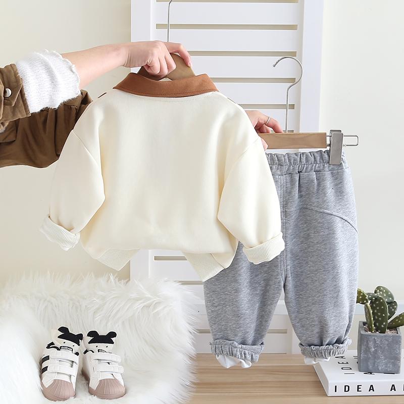 0-5-Year-old Children's Set Boys' Long Sleeved Polo Shirt Simple and Fashionable Casual Elastic Pants Two-piece Set Comfortable Clothes for Babies