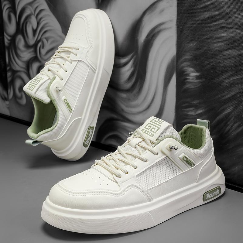 Мода 2025 Новые Трендовые Универсальные Туфли из ПУ Кожи Мужские Новые Белые Туфли Спортивные Повседневные Кеды Модные Удобные Туфли для Ходьбы