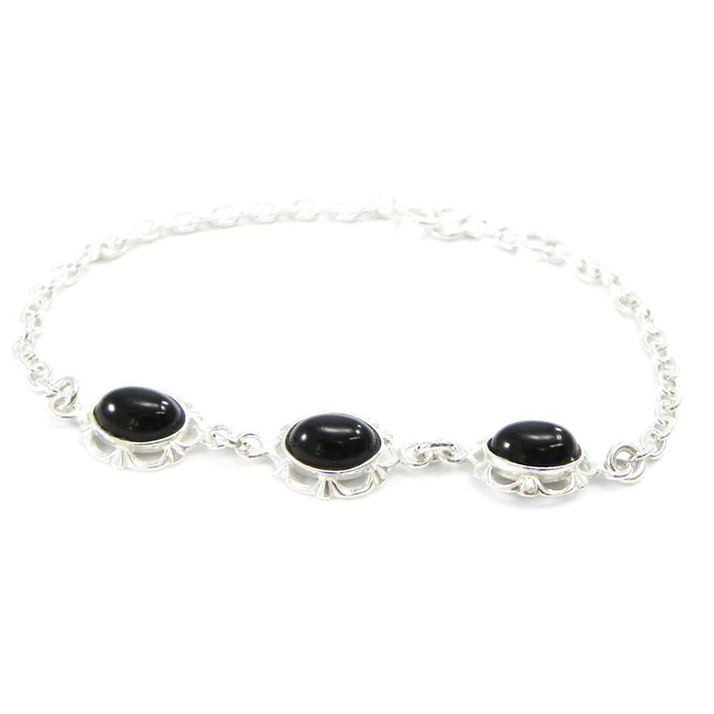 Les Trésors De Lily [I2626] - Silver Bracelet 'Jesse Noir De Jais' Silver-black (rhodium-plated) - 10 Mm