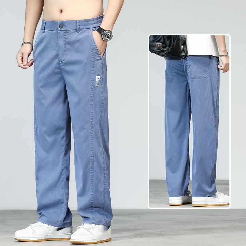 Ultrathin High Quality Soft Lyocell Fabric Men's Jeans Loose Straight Denim Pants Design Casual Trousers Plus Size