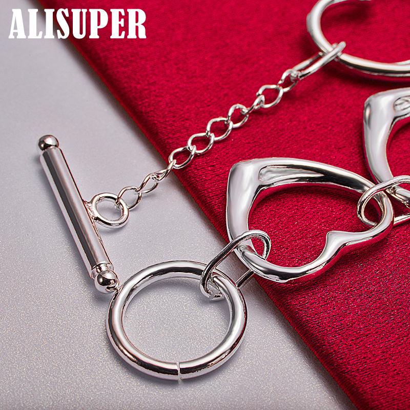 Ювелирные изделия из стерлингового серебра 925 пробы с шестью сердцами-цепочками