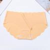 Ice Silk Mid-Waist Wave Edge Women's Triangle Panties - Summer Thin Style, Solid Color