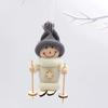 Christmas Ski Girl Doll Handmade Knitted Hat Clothes Reusable Xmas Tree Hanging Gnome Decoration Ornament Pendant Party Holiday Festival Gift