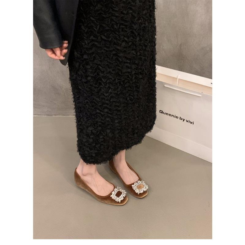 Женские туфли-лодочки с квадратным каблуком и круглым носком, со стразами, большие размеры 35-42, черные, элегантные, офисные туфли для женщин, удобные, без застежек, высота 3,5 см