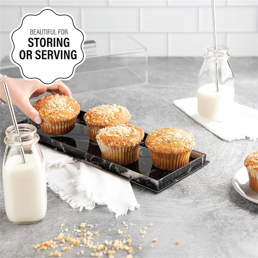 Rectangular Cake Tray Display Box with Clear Lid Acrylic Cake Holder Dustproof Cake Stand Suitable for Cake and Dessert