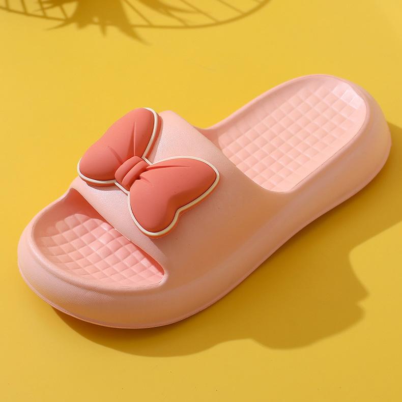 Женские весенне-летние мягкие толстые домашние тапочки, повседневные однотонные нескользящие тапочки с бантом, размеры 38-41