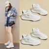 Женские высокие кроссовки на массивной платформе, повседневные кроссовки из искусственной кожи для женщин, нескользящие кроссовки для бега на шнуровке, удобные белые теннисные туфли