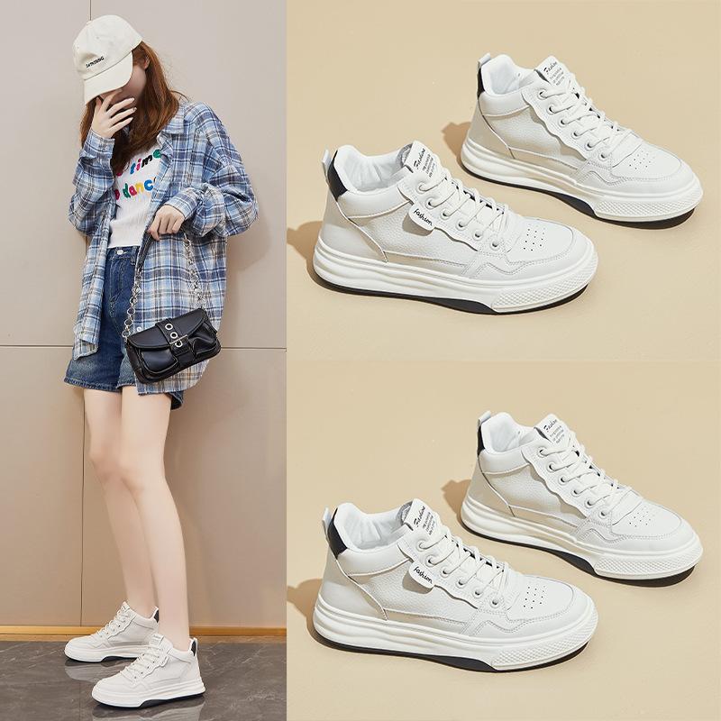 Женские высокие кроссовки на массивной платформе, повседневные кроссовки из искусственной кожи для женщин, нескользящие кроссовки для бега на шнуровке, удобные белые теннисные туфли