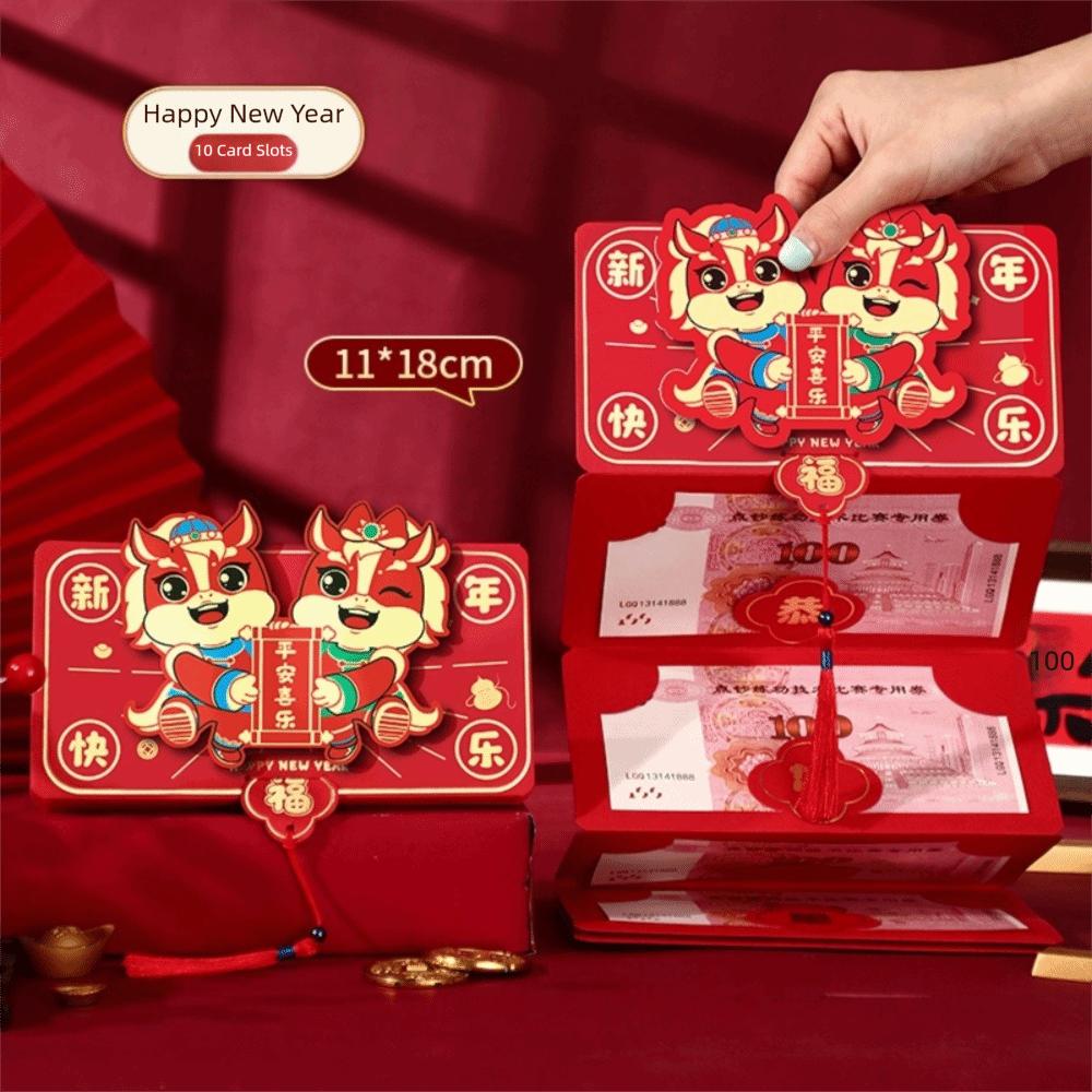 Paper Horse Year Red Envelope Red Color Folding Style Folded Red Envelope 3D Design 6/10 Card Position Chinese New Year Envelope