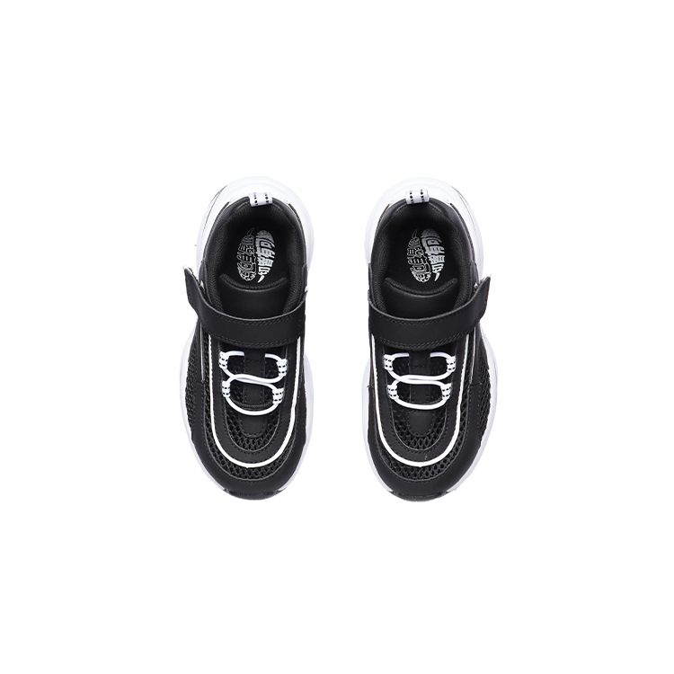 Li Ning Comfortable Casual Non-Slip Wear-Resistant Breathable Lightweight Low-Top Running Shoes Kids Sneakers Black White YKNR044-1