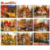 Oil Painting By Numbers House Landscape HandPainted Wall Art Coloring By Number Autumn For Living Room
