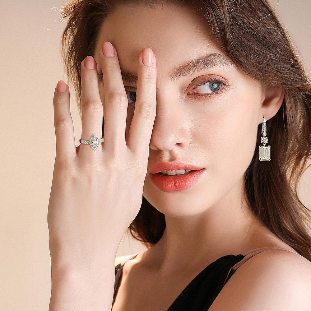 Ювелирные изделия с бриллиантами 8*11, высокоуглеродистые бриллианты, прямоугольные с фаской, автомобильные плоские 7 карат, крючки для ушей, женские ювелирные изделия