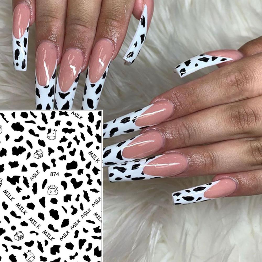 Дизайн Корова Маникюр DIY Nail Art Наклейка для ногтей с принтом коровы самоклеящаяся наклейка 3D неправильные пятна