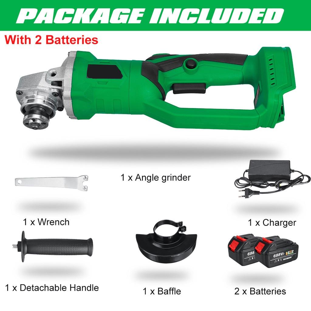 688VF 1200W 100mm 3 Speed Brushless Cordless Electric Angle Grinder For 18V Battery Power Tools Cutting Machine Polisher
