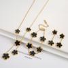 Hot Sale 3Pcs Stainless Steel 18k Gold-Plated Five-Leaf Flower Necklace Earrings Bracelet Zircon Set For Woman Zircon Clover