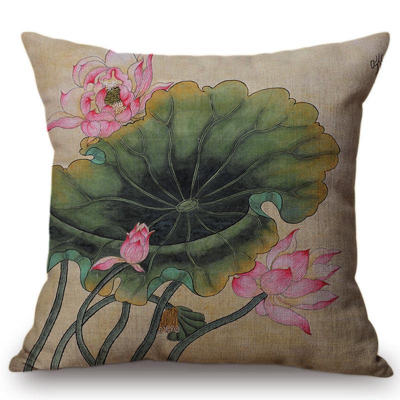 Китайский Ретро Живописный Стиль Классическая Девушка Лотос Чехлы для Подушек Офис Автомобиль Диван Кресло Домашнее Украшение Чехол для Подушки Наволочка