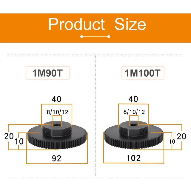 1 Piece Motor Gear 1M-80T/90T/100T/110Teeth SC45#Carbon Steel High Frequency Quenching Teeth Gear Wheel Bore Size 8/10/12 mm