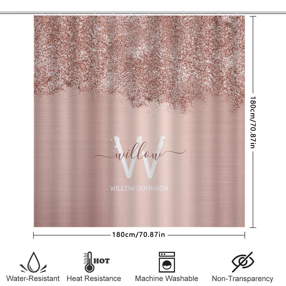 Custom Shower Curtain With Glitter Design For Bath Decor Modern Bathroom Accessories For Her Gift Idea